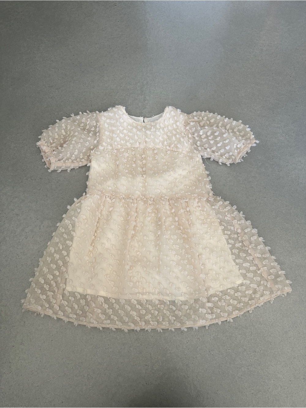 Zara Girls Ivory Swiss Dot Dress — size 7